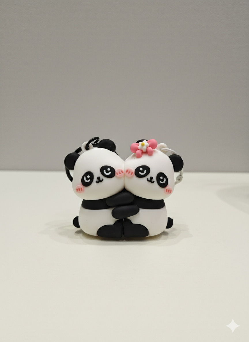Magnetic Panda couple keychains
