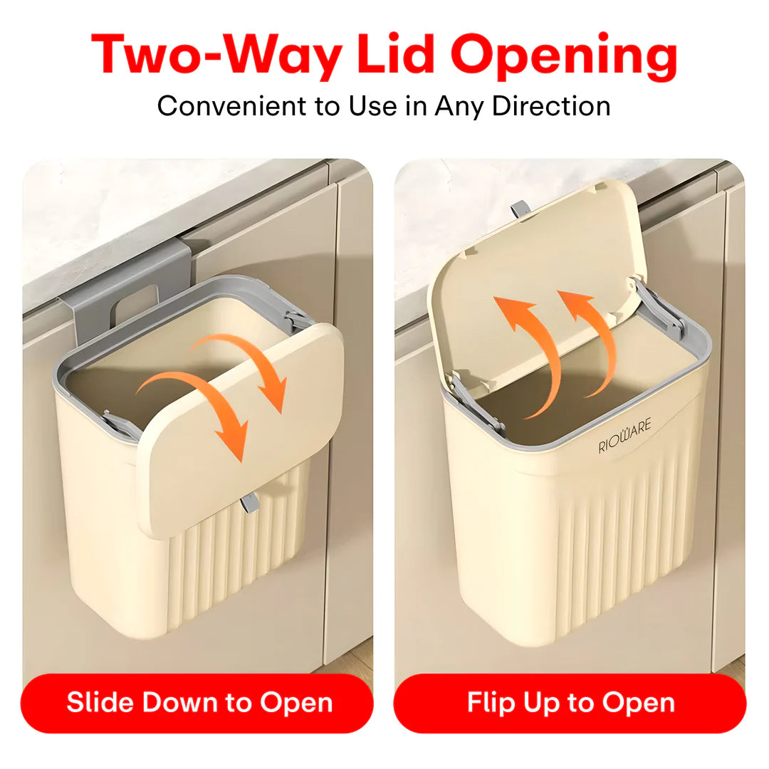 Hanging Dual Side Trash Can For Kitchen , Bathroom Cabinet 12L Cream