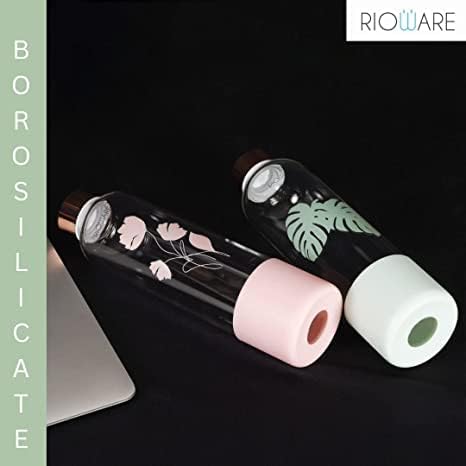 Purifa Borosilicate Glass Water Bottle With Silicon Sleeve 750ml Green