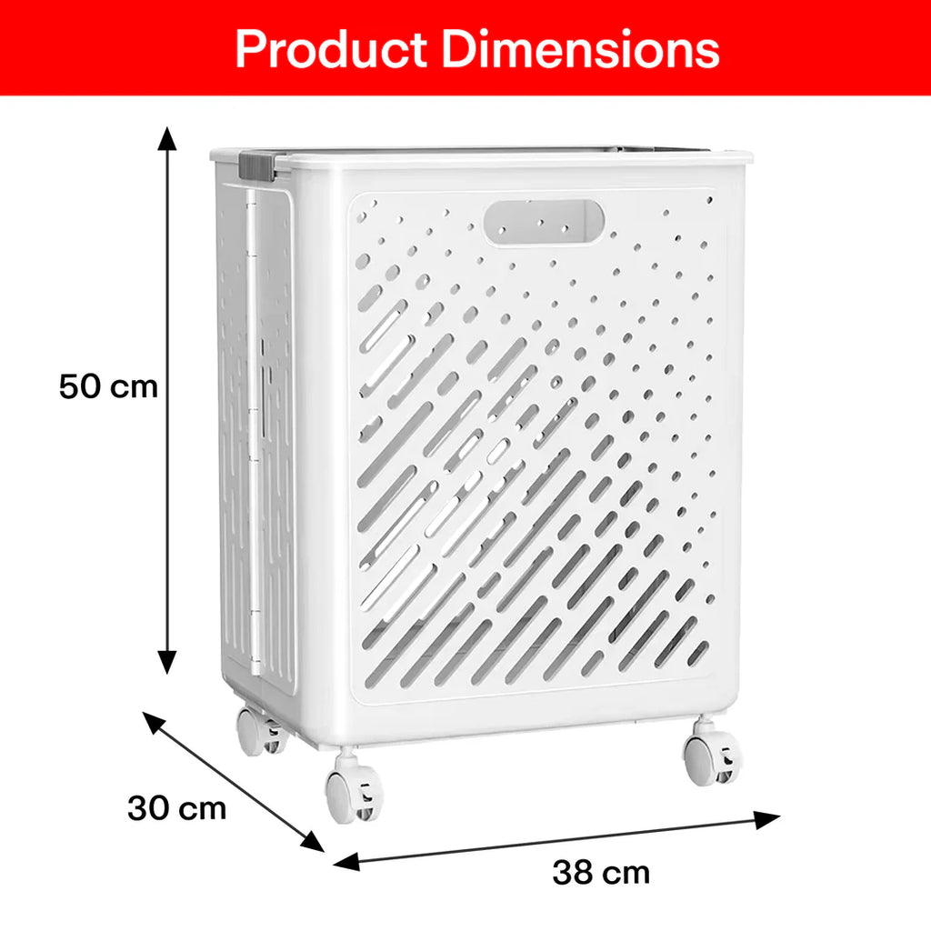 Laundry Magic Mover Foldable Laundry Basket With Wheels & Handles Extra Large