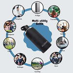Aquashot Borosilicate Glass Water Bottle With Silicon Sleeve 750ml Black