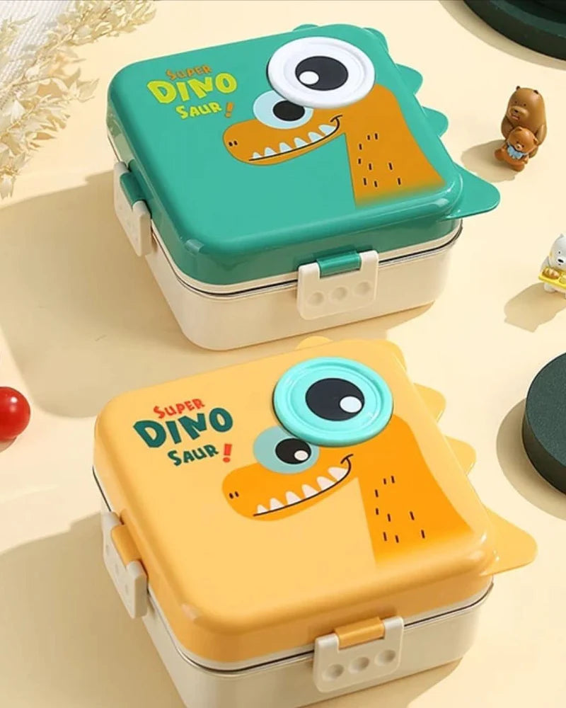 Dino Eye Design Steel Lunch Box with Spoon