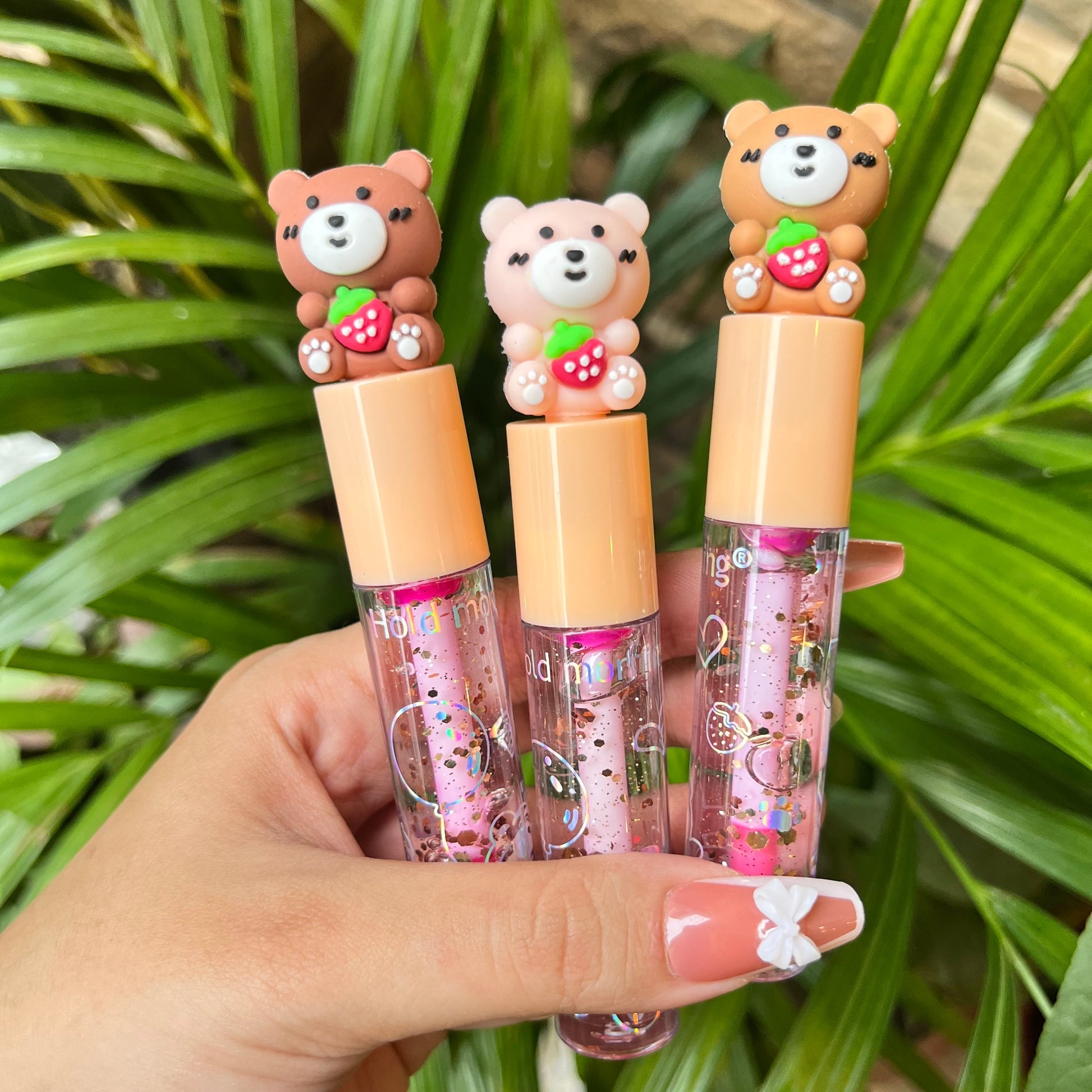 Kawai Strawberry Teddy Lipgloss with Light