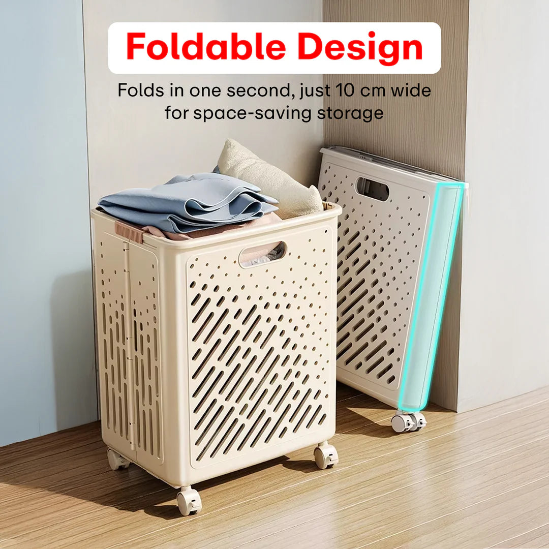 Laundry Magic Mover Foldable Laundry Basket With Wheels & Handles Extra Large