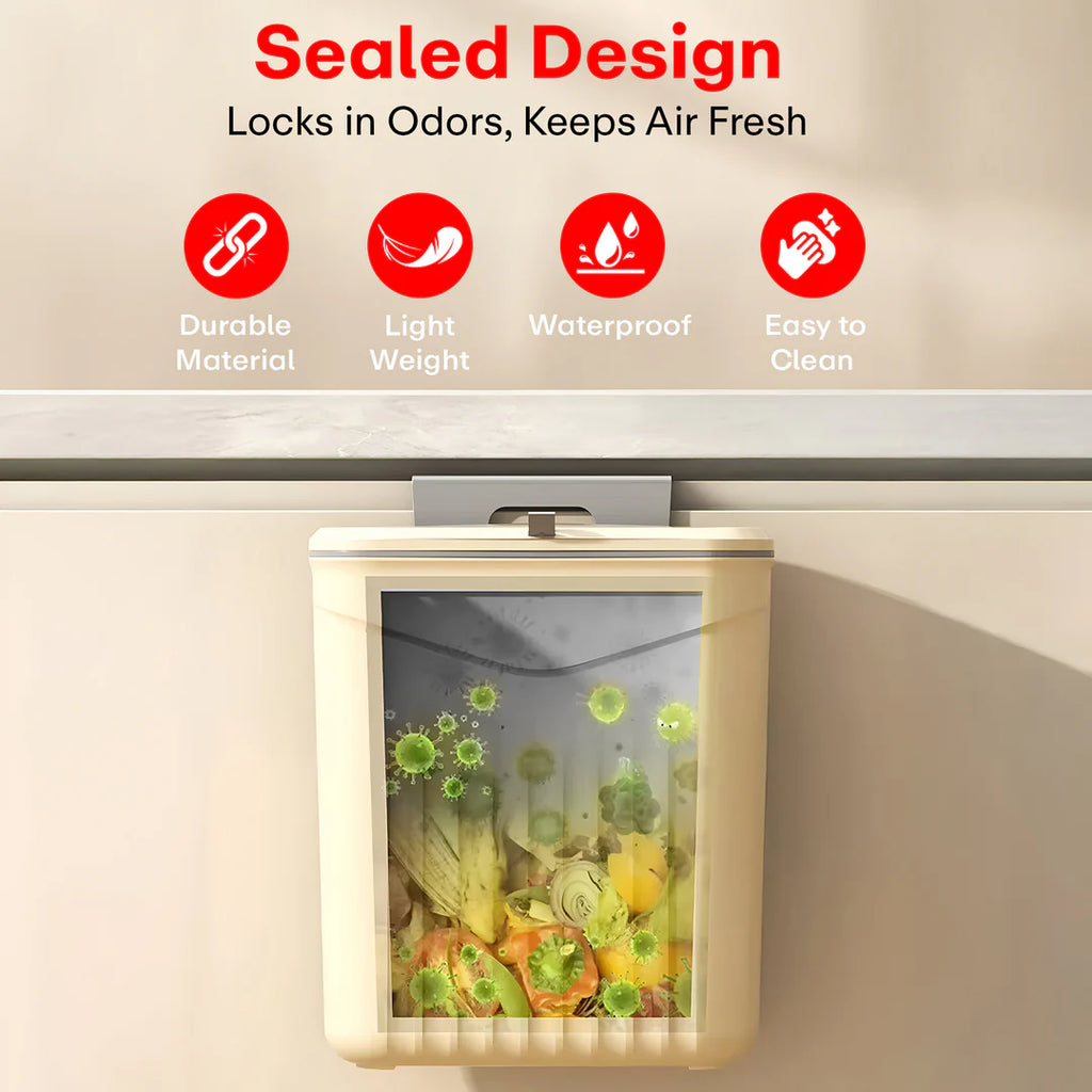 Hanging Dual Side Trash Can For Kitchen , Bathroom Cabinet 12L Cream