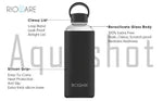 Aquashot Borosilicate Glass Water Bottle With Silicon Sleeve 750ml Black