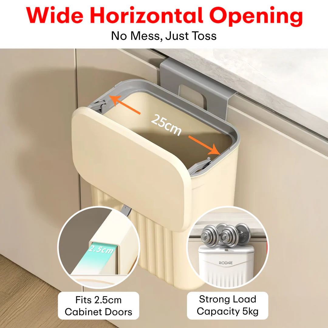 Hanging Dual Side Trash Can For Kitchen , Bathroom Cabinet 12L Cream