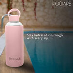 Aquashot Borosilicate Glass Water Bottle With Silicon Sleeve 750ml Black