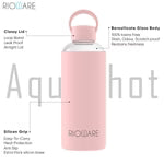 Aquashot Borosilicate Glass Water Bottle With Silicon Sleeve 750ml Black