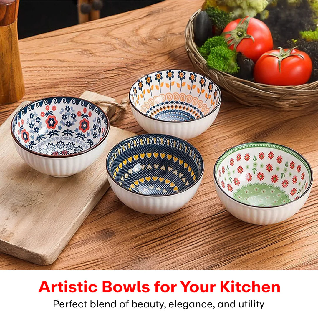 Ceramic Bowl Set Of 4 Dishwasher & Microwave Safe Bowl 250 ml