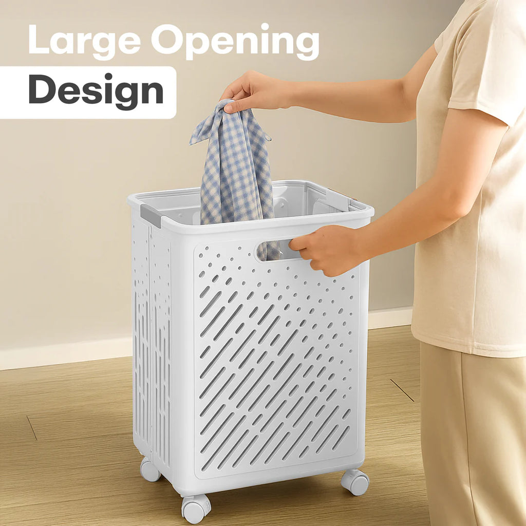 Laundry Magic Mover Foldable Laundry Basket With Wheels & Handles Extra Large