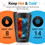 Premium Vacuum Insulated Travel Coffee Mug 350ml Keeps Coffee Hot For 8 Hours, Cold For 14 Hours