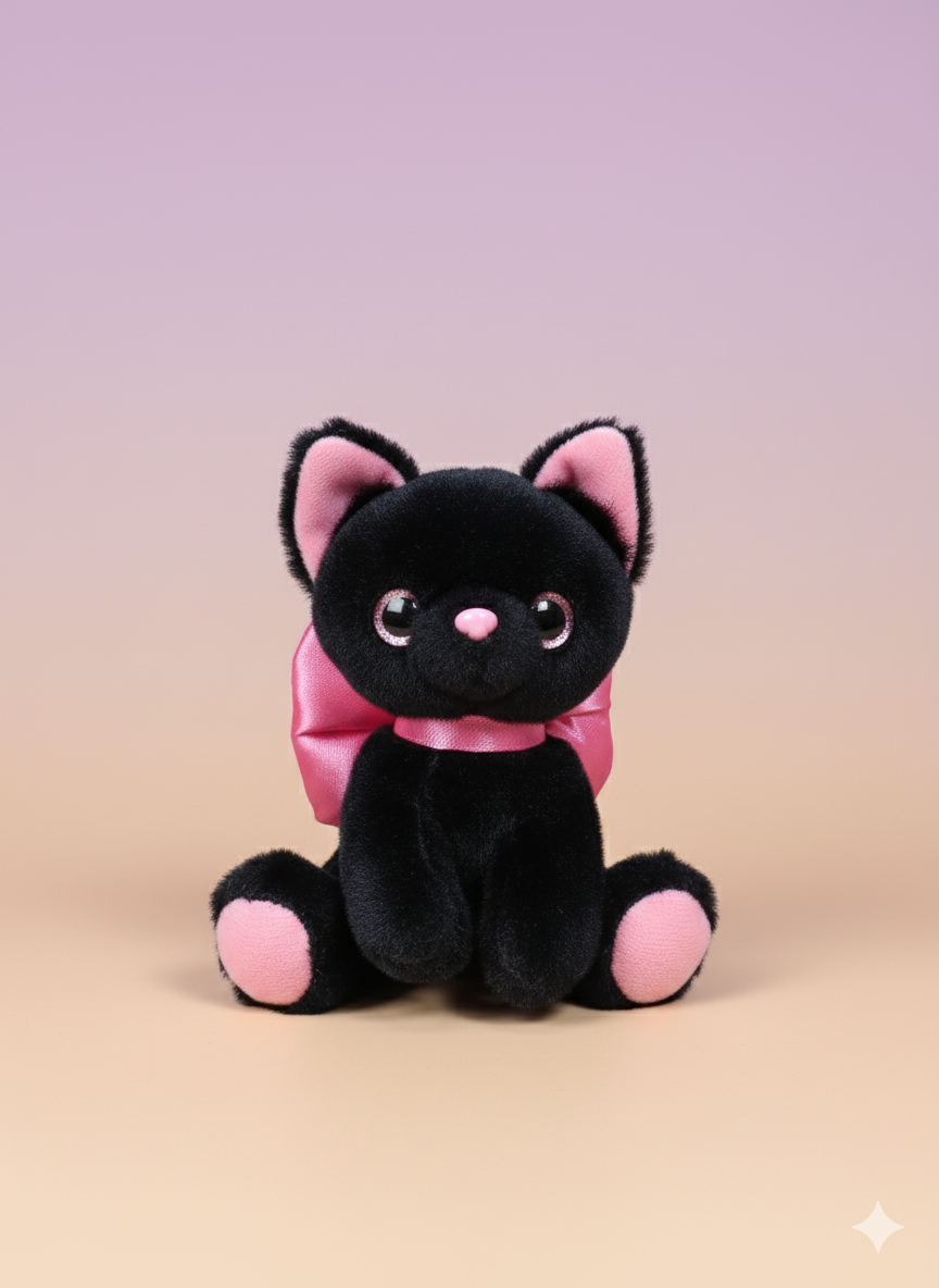 Black Kitty Soft Toy Keychain