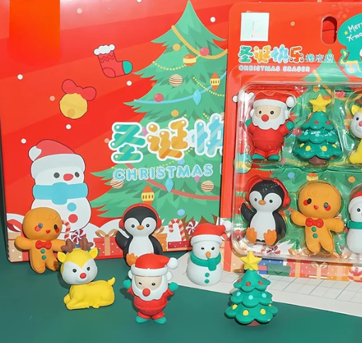 Christmas Theme Eraser Gift Set Of 6